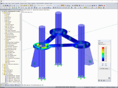 Tensioni dell'acciaio della base della colonna in RFEM (© m3-ZT GmbH)