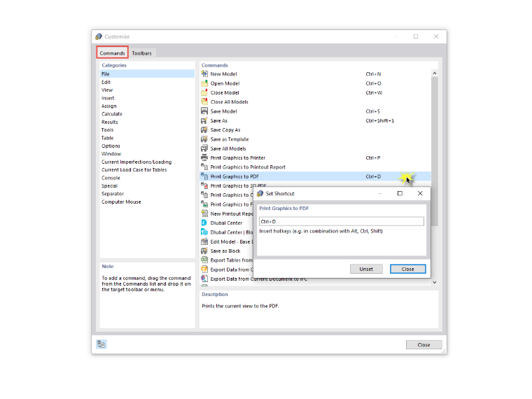 FAQ 005049 | Gibt es die Möglichkeit, gewissen Befehlen (z. B. Kopieren in die Zwischenablage usw.) beliebige Tastenkombinationen zuzuordnen?