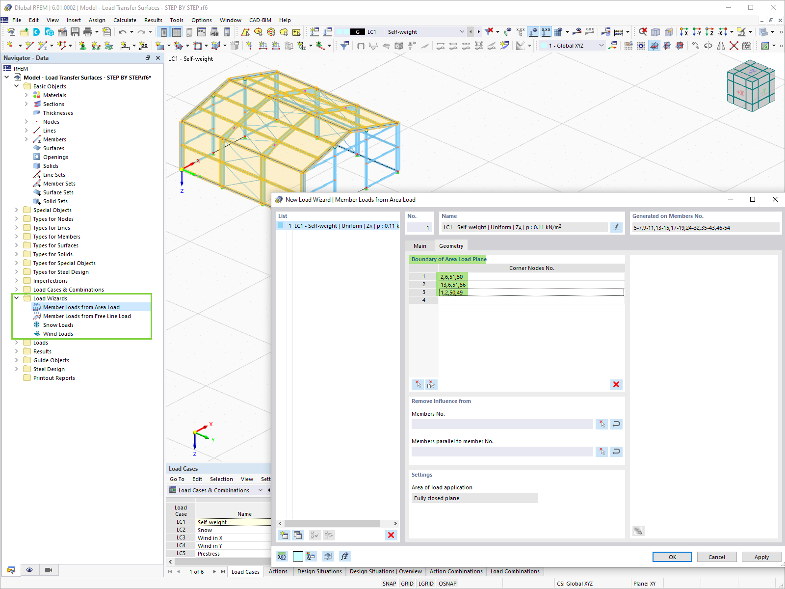 Procedura guidata di caricamento in RFEM 6