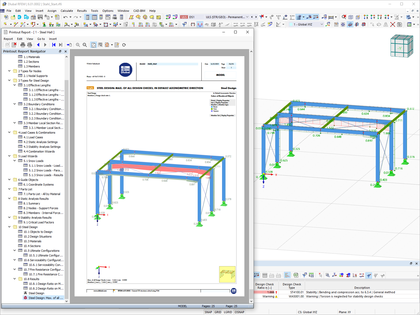 Lavoro parallelo nel programma e relazione di calcolo in RFEM 6