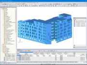 Modello 3D della struttura in legno dell'hotel ' in RFEM