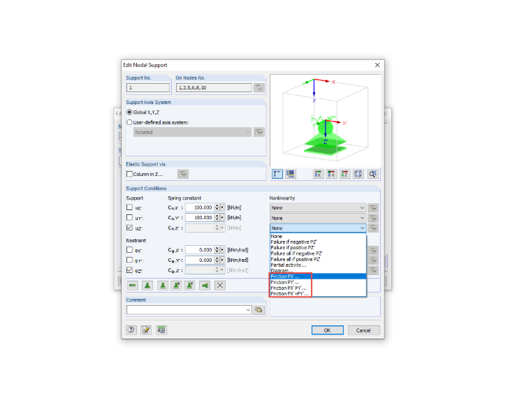 FAQ 003537 | È anche possibile considerare l'attrito sul vincolo esterno nodale in RFEM o RSTAB?