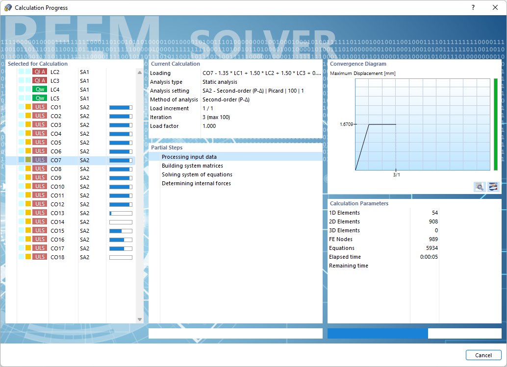 Avanzamento del calcolo