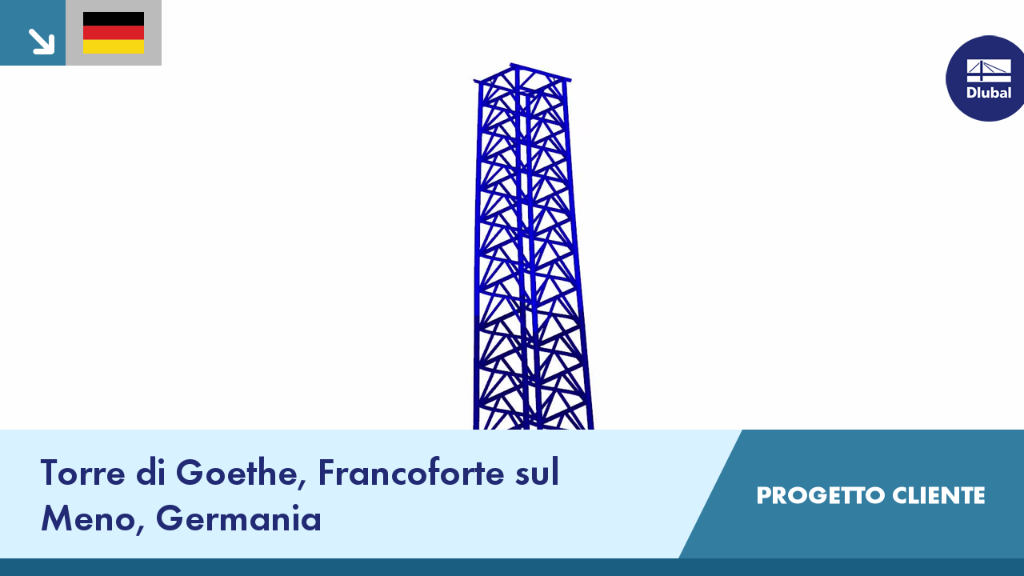 Vista della Torre di Goethe a Francoforte sul Meno come parte di un progetto di costruzione