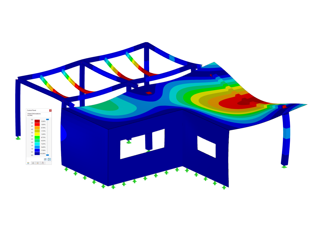 Struttura in acciaio e calcestruzzo 3D, deformazione