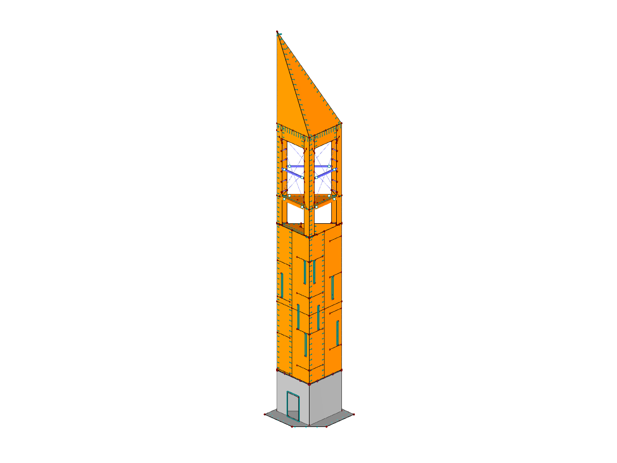 Modello della torre in RFEM (© ingwh)
