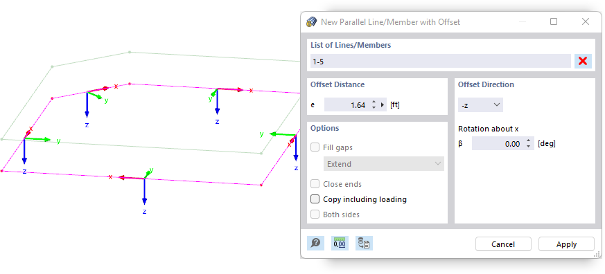 Definizione di linee parallele con offset