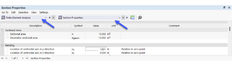 Tabelle per la Categoria 'Analisi di strutture a pareti sottili' e Sottocategoria 'Proprietà della sezione'