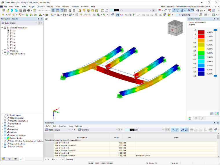 FAQ 005191 | Il mio modello in RFEM 6 è instabile. Come posso risolverlo?