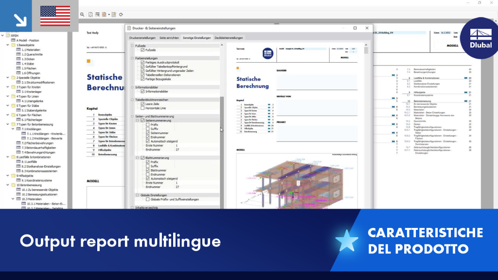 Stampa report multilingue per documentazione tecnica e relazioni