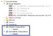 Configurazioni predefinite per la verifica SLU e SLE