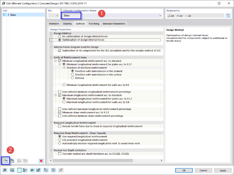 Configurazione ultima per solette