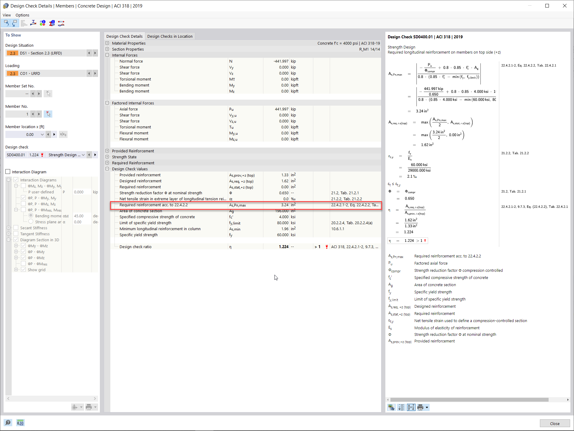 KB 001733 | Verifica di pilastri in cemento armato sec. ACI 318-19 in RFEM 6