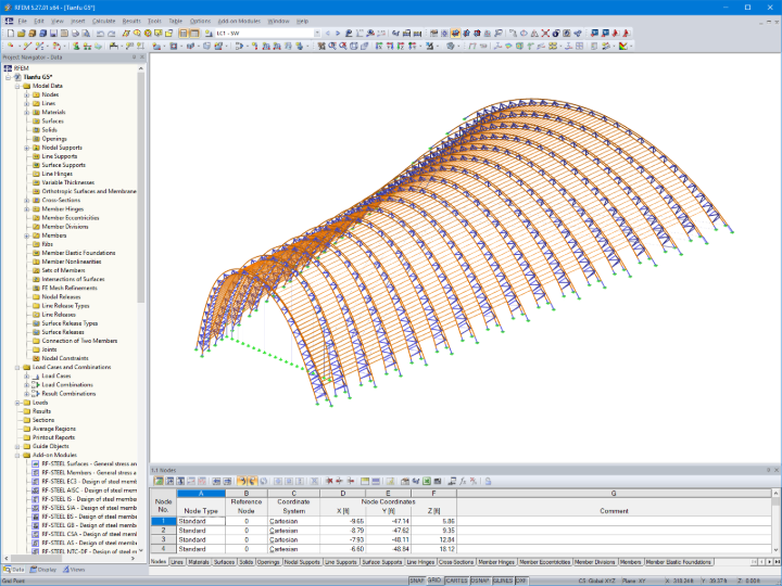 Modello 3D di un padiglione in RFEM (© StructureCraft)