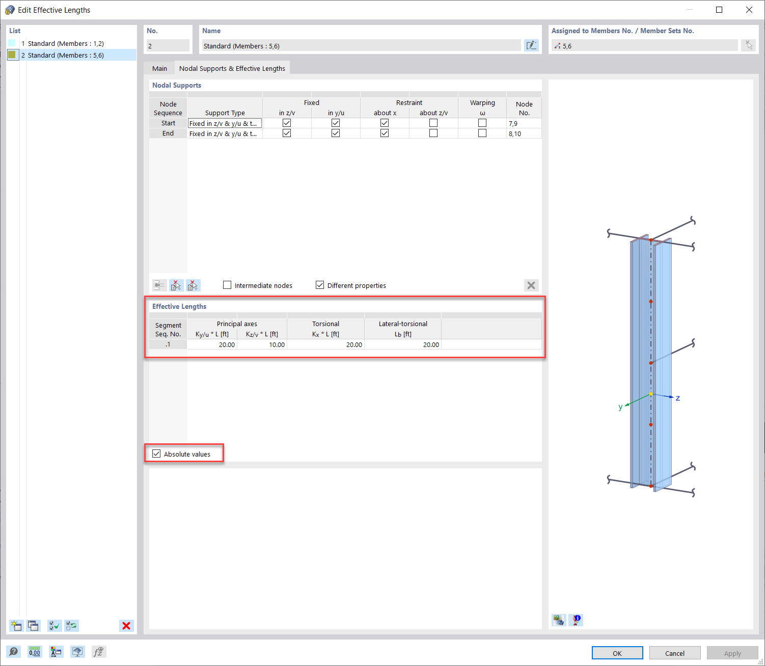 FAQ 005240 | Come posso definire le lunghezze efficaci durante la verifica dell'acciaio in RFEM 6?