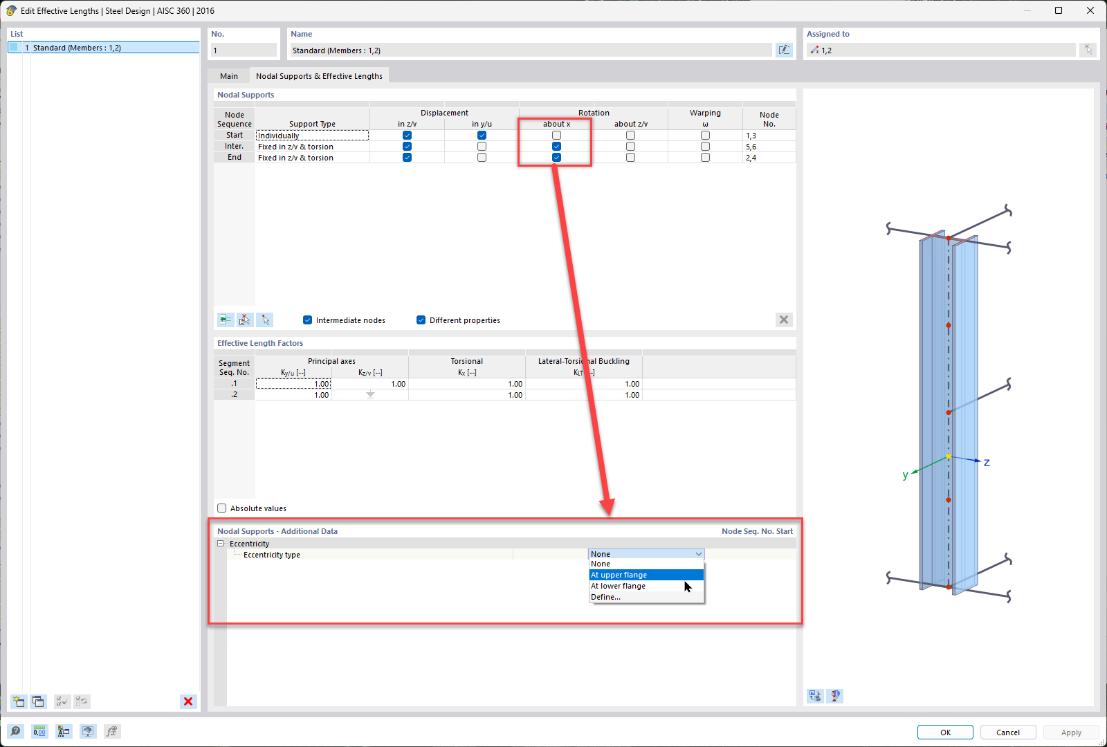 FAQ 005240 | Come si definiscono le lunghezze libere di inflessione eseguendo la Verifica acciaio in RFEM 6?