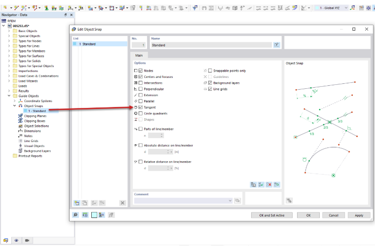 FAQ 005253 | C'è un modo semplice per generare una tangente a un cerchio in RFEM 6?