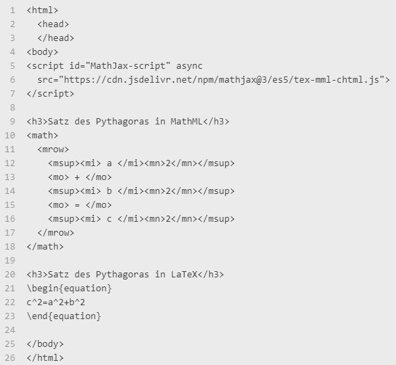 Formula in formato MathML e LaTeX