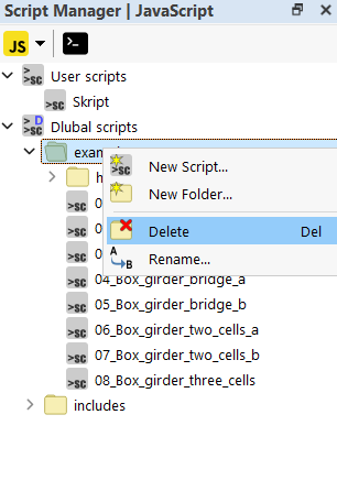 Elimina cartella in "Script Manager"