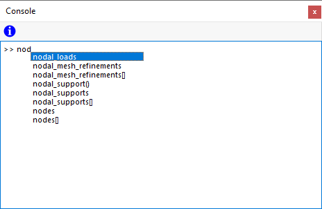 Comandi di completamento automatico nella console