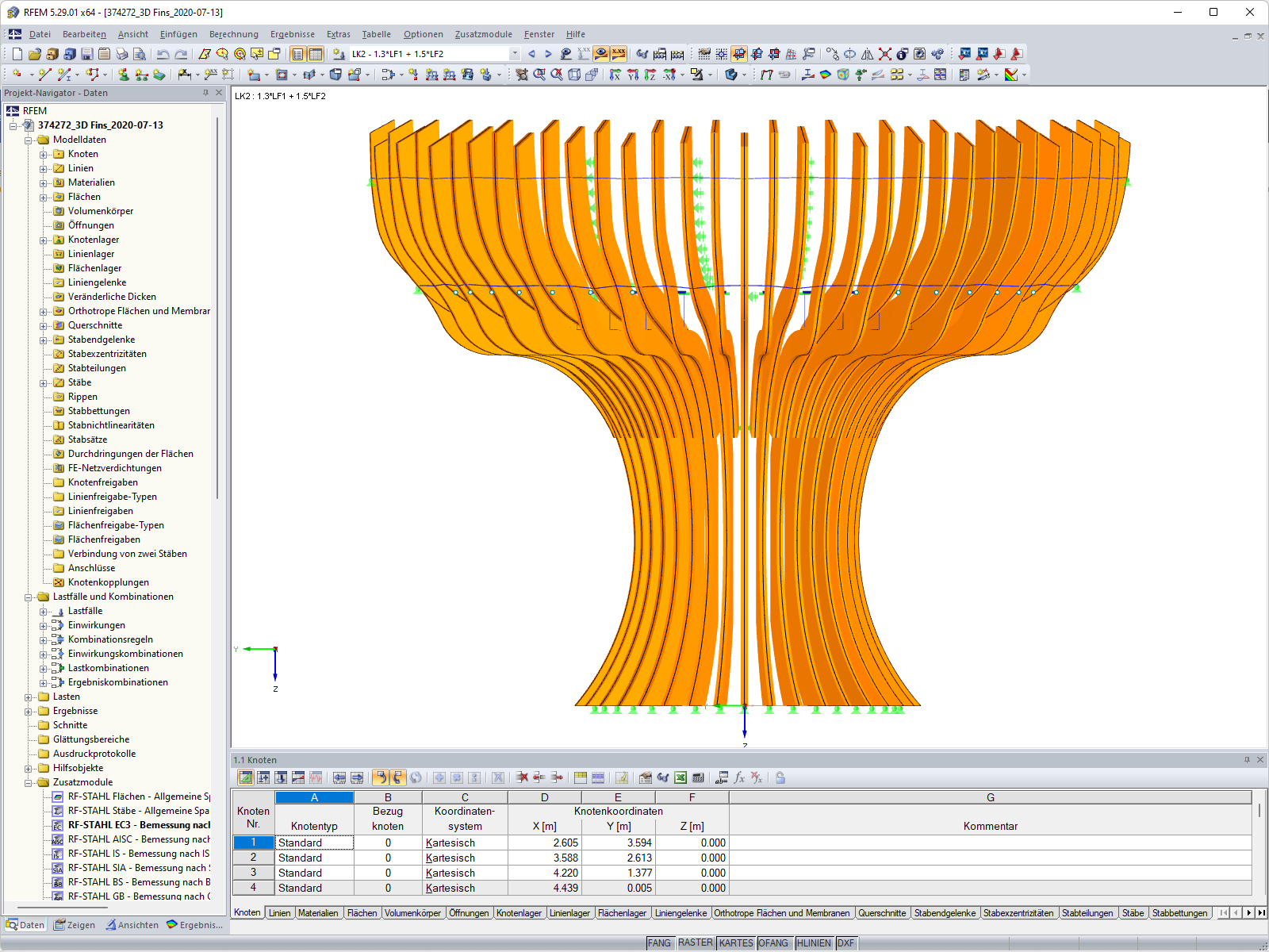 Modello 3D dell'albero del padiglione dell'Azerbaigian in RFEM (© Rubner)