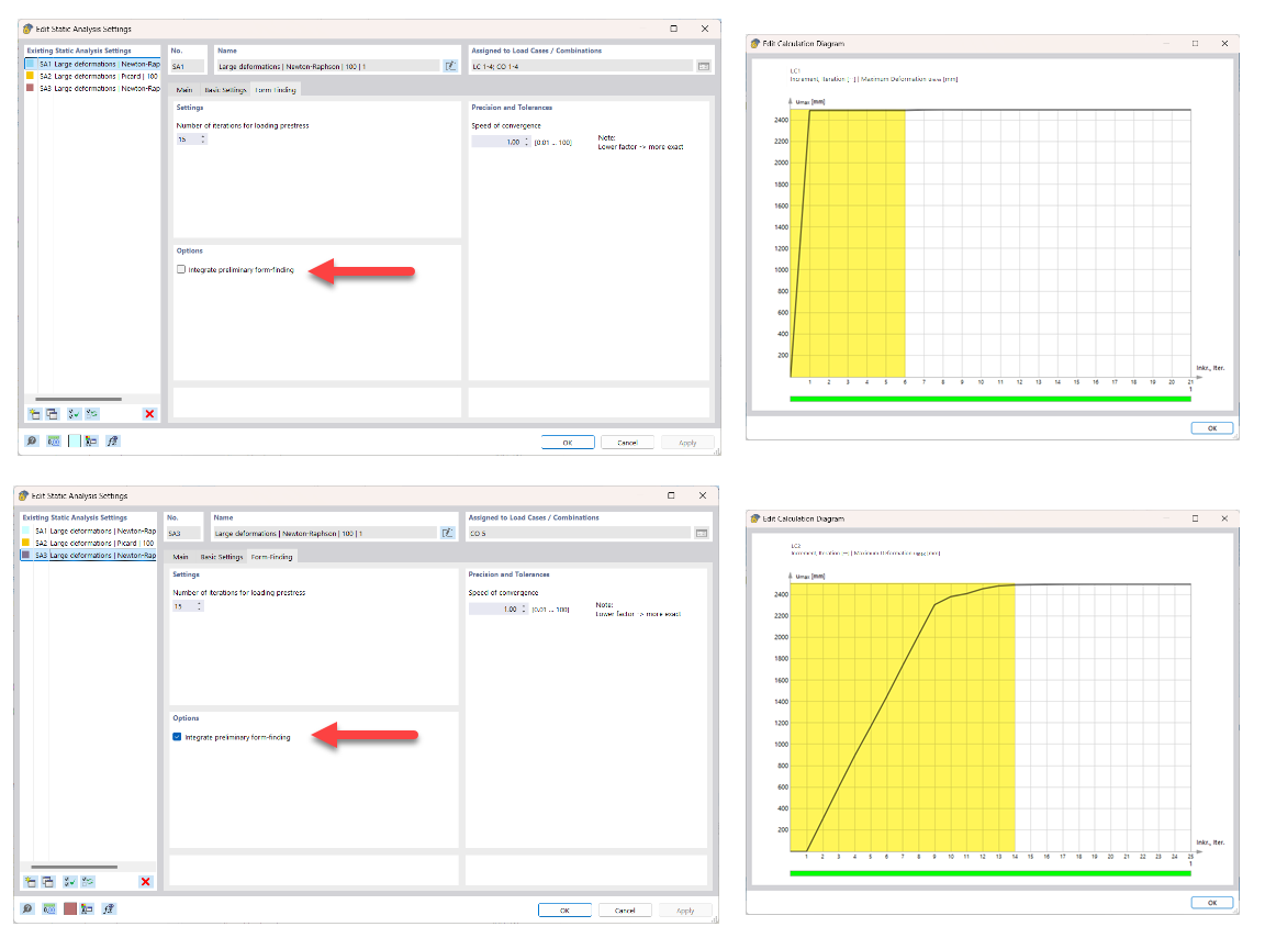 Integrazione provvisoria di Form-Finding