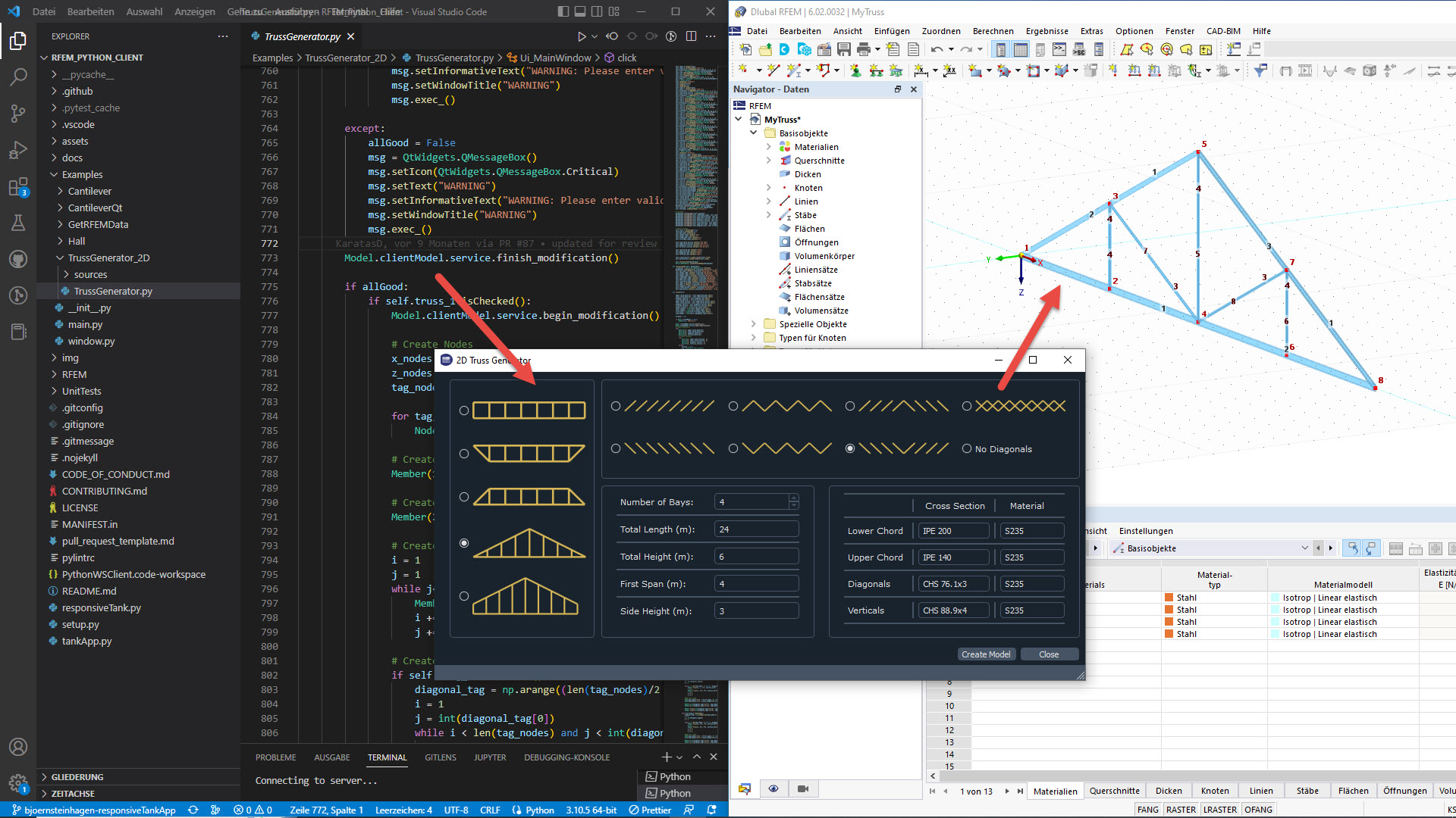 KB 001769 | Applicazioni pratiche usando Python e RFEM 6 | Generatore di Travi 2D