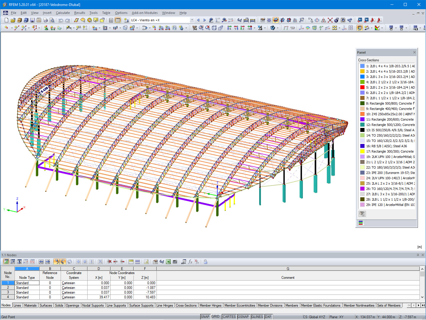 Modello del progetto Velodrome in RFEM (© Metalúrgica Vera SLR)