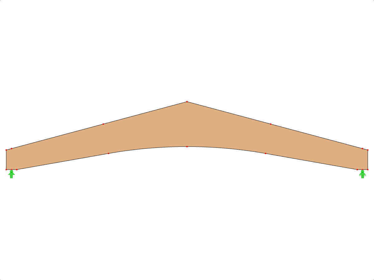 ID Modello 604 | GLB0601 | Trave di legno lamellare incollato | Trave a falde | Altezza variabile | Simmetrico | Senza cuneo di colmo libero