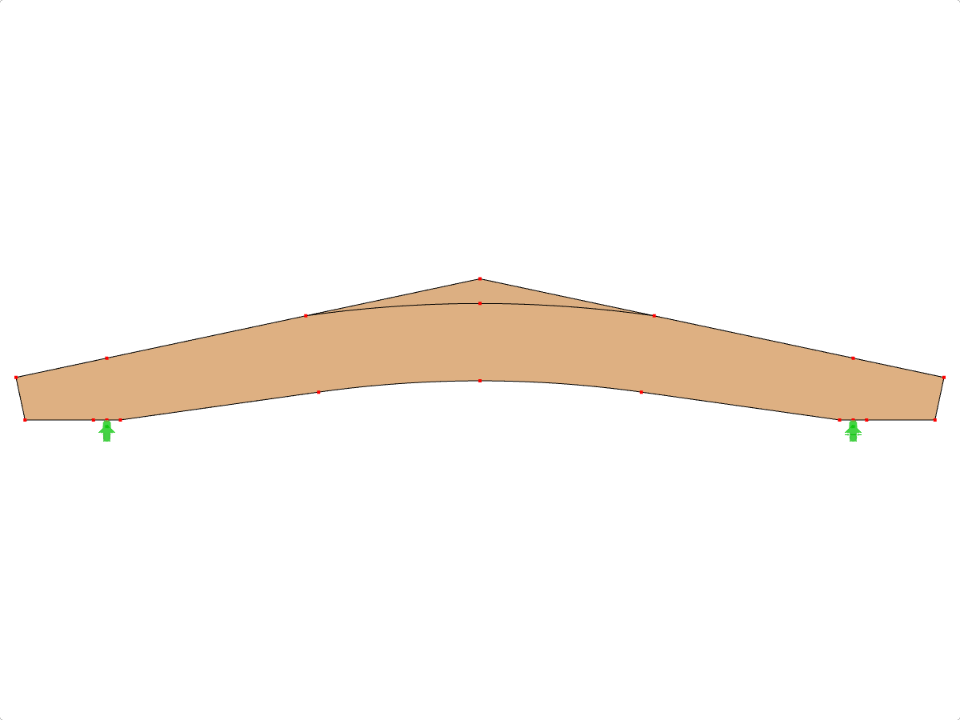 ID Modello 613 | GLB0612 | Trave Incollata | Curvatura Piana | Altezza Variabile | Simmetrica | Cantilever Orizzontali | Con Cuneo di Pinna Allentato