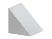 Vista dettagliata di una struttura prismatica triangolare che evidenzia le dimensioni geometriche e la distribuzione del carico.
