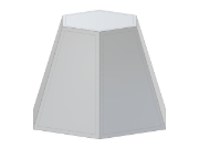 Un modello 3D parametrico di una piramide esagonale tronca generato utilizzando JavaScript, che accetta input come la lunghezza del lato, i raggi dei cerchi circoscritto e inscritto.