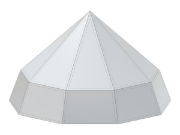 Piramide con base rastremata, che mostra opzioni di input parametrico per le proprietà dei bordi e i raggi del cerchio.