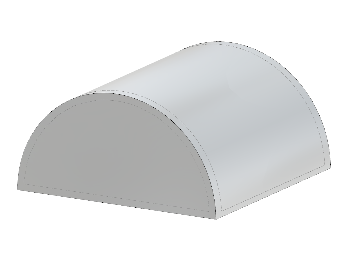Modello solido 3D che mostra metà di una struttura cilindrica, utilizzato per l'analisi ingegneristica.
