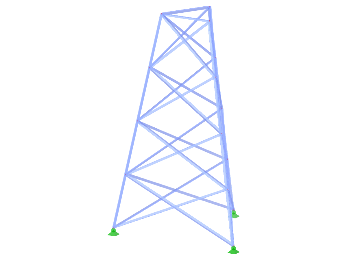 ID Modello 2334 | TST034-a | Torre a reticolo | Piano triangolare | X-Diagonali (non interconnesse)