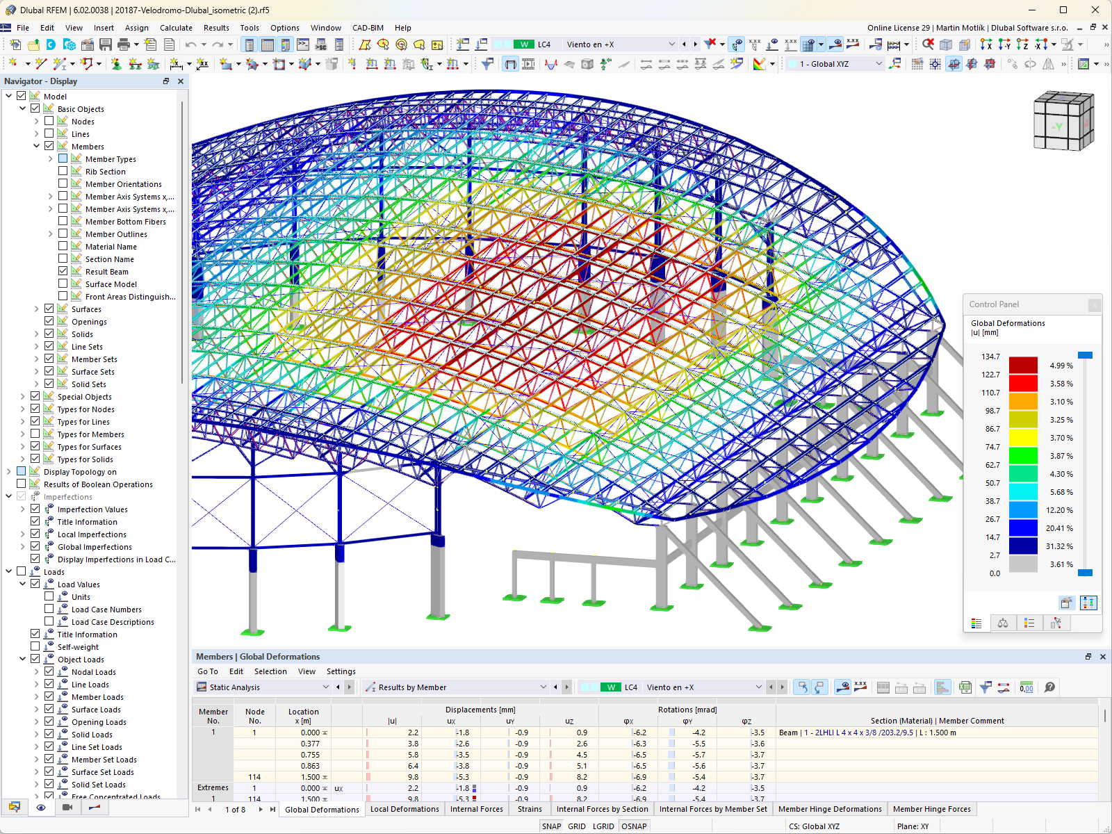 Modello di progetto del Velodromo in RFEM 6 (© Metalúrgica Vera SLR)