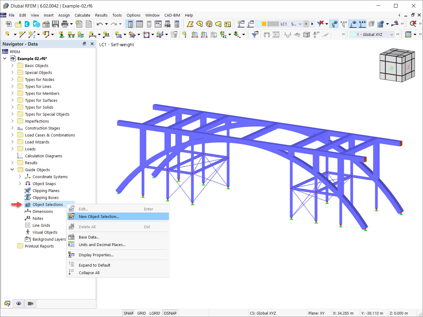 "Selezioni di oggetti" come oggetti guida in RFEM 6