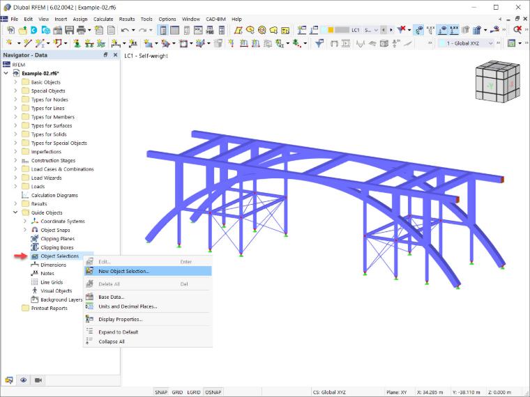 "Selezioni di oggetti" come oggetti guida in RFEM 6
