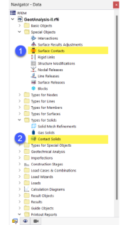 Contatti nel Navigatore di RFEM 6