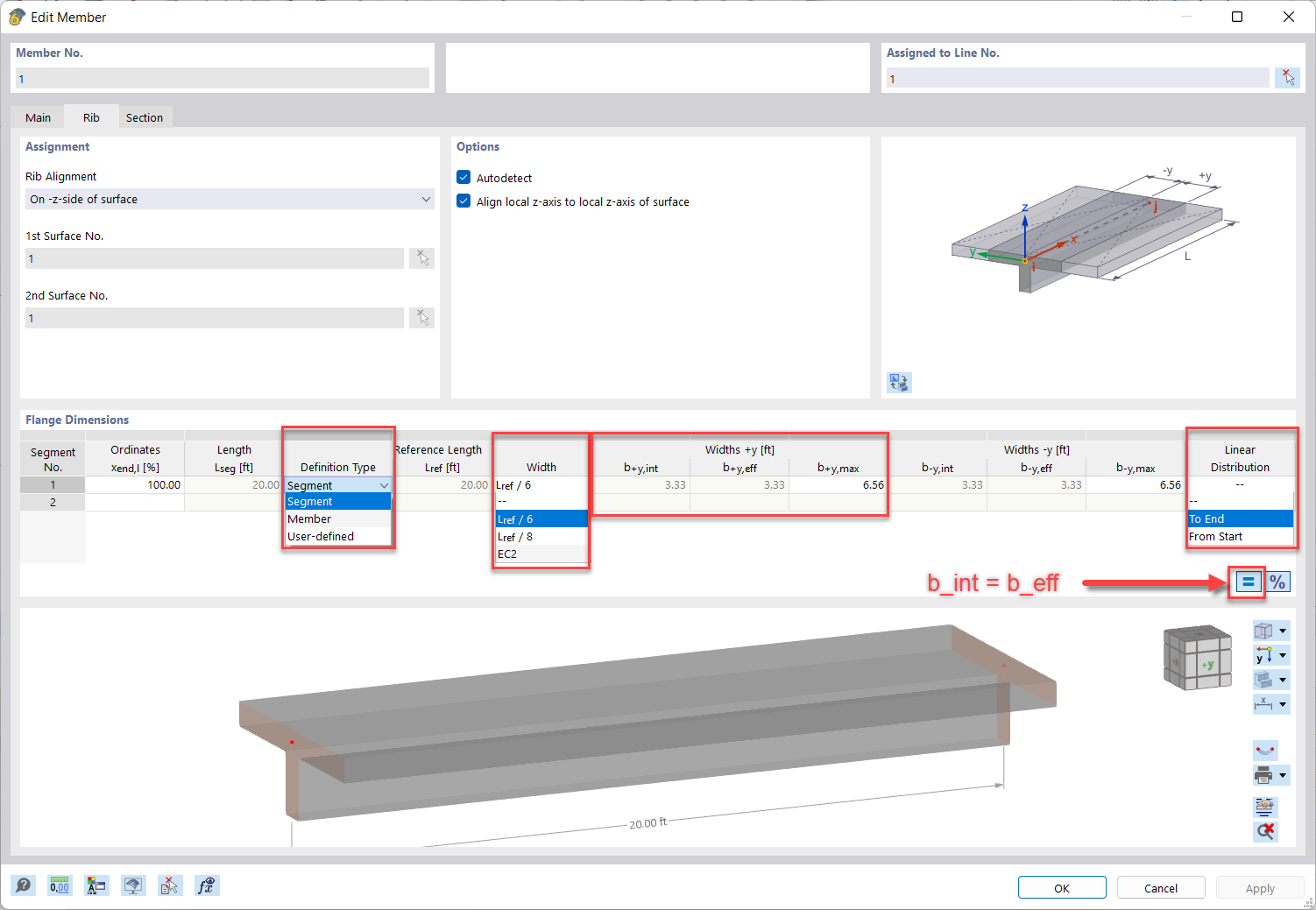 FAQ 005355 | Come posso modellare un elemento di nervatura in RFEM 6?