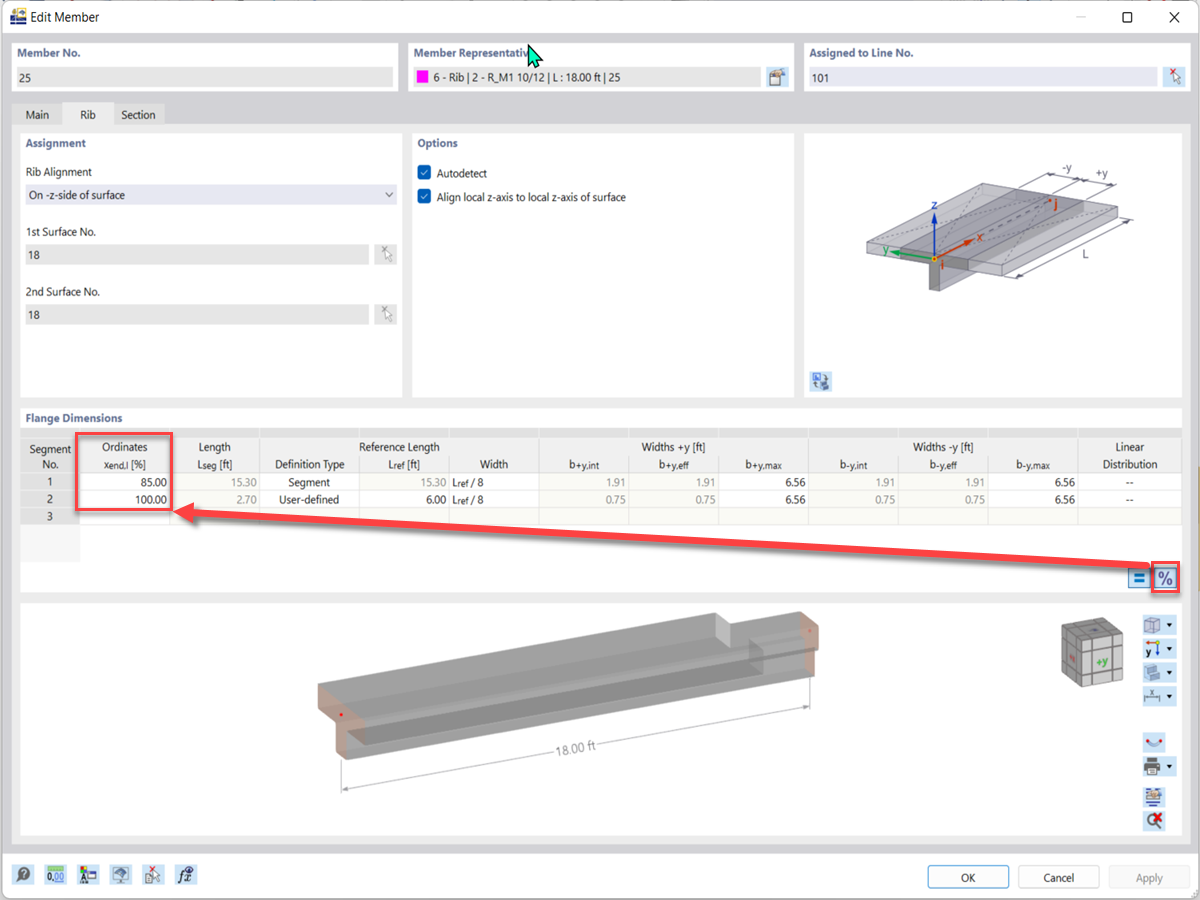FAQ 005355 | Come posso modellare un elemento di nervatura in RFEM 6?
