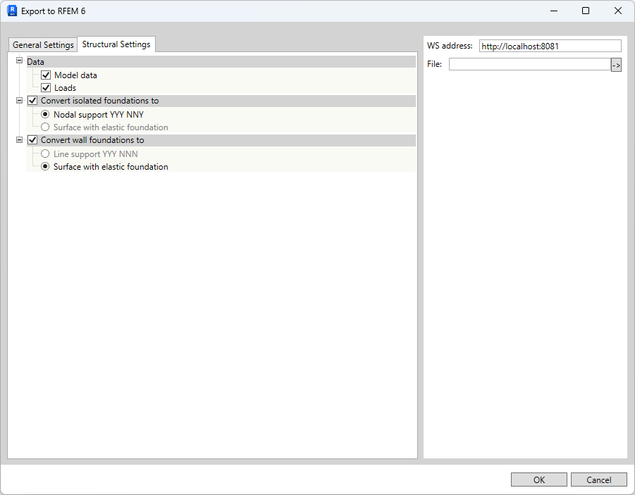 Esportazione in RFEM – Impostazioni della struttura portante