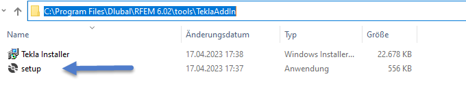 File di installazione per il componente aggiuntivo Tekla