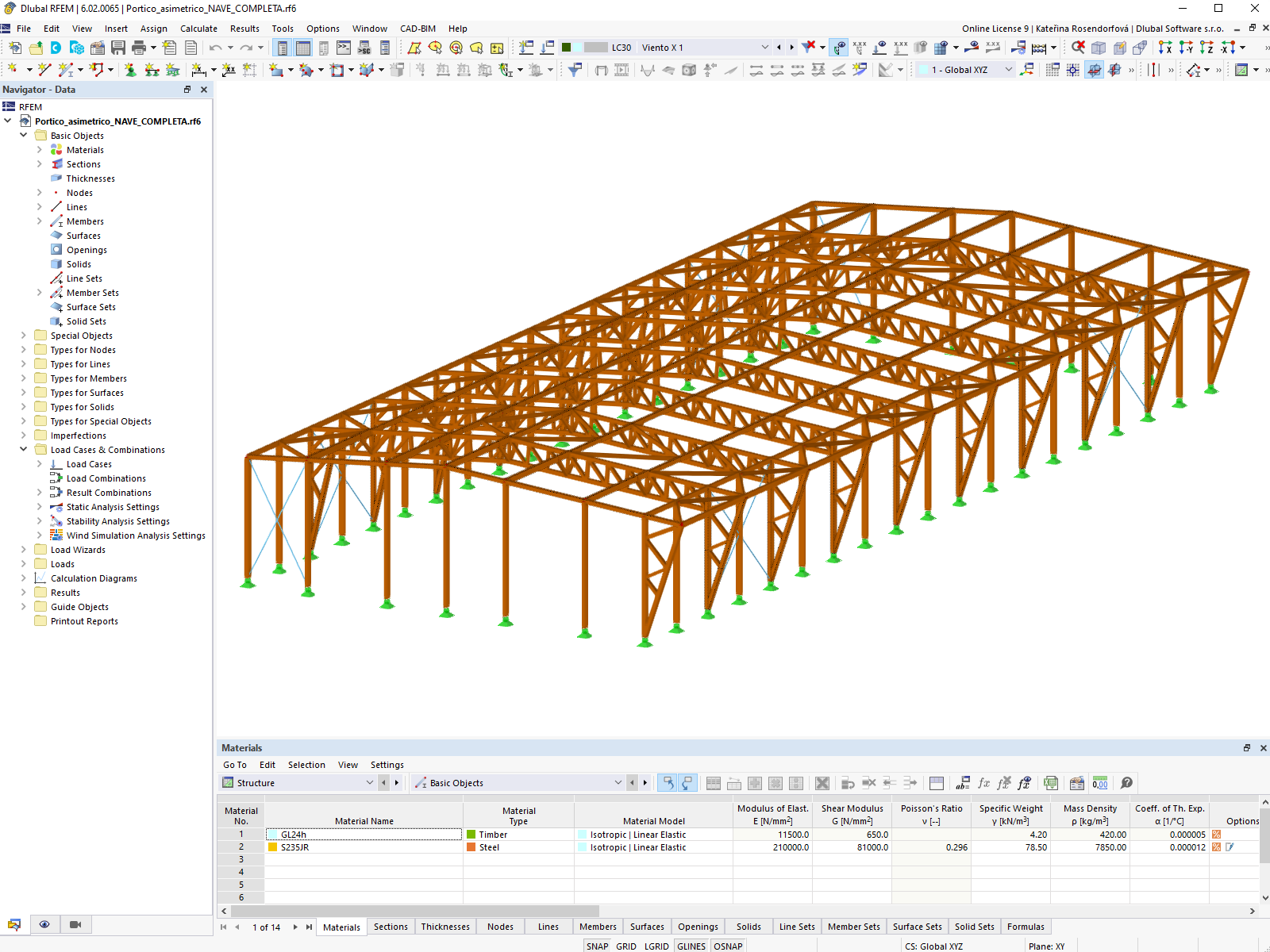 CAP 001264 | Modello del capannone industriale in legno in RFEM 6 (© Maderas Besteiro)