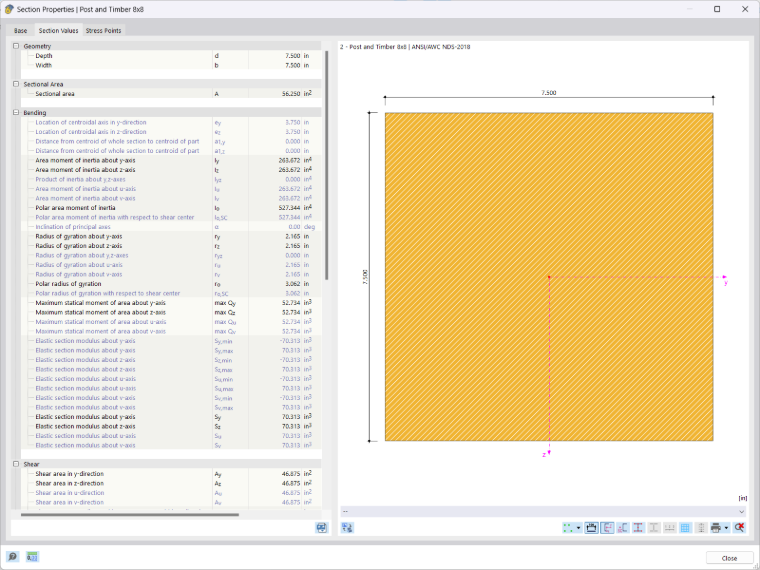 KB 001848 | Verifica di colonne di legno secondo la norma NDS 2018 in RFEM 6