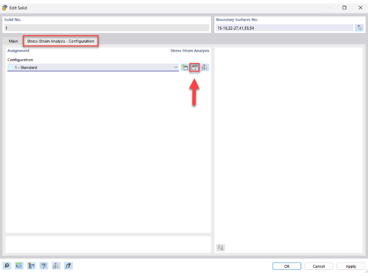 Dettagli dell'analisi tensionale-deformazioni con opzioni di configurazione