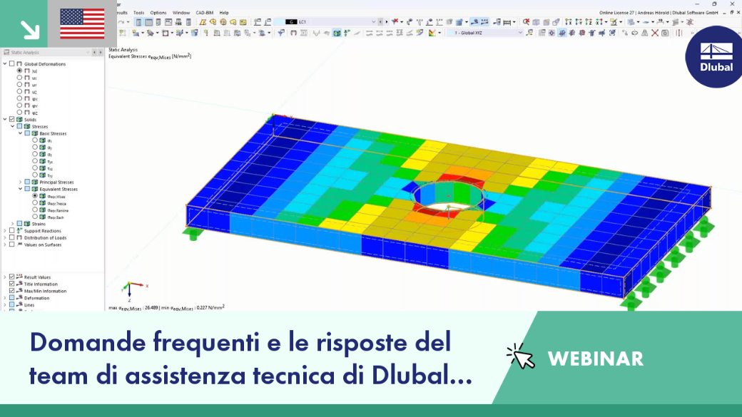 Webinar sulle domande frequenti a cui il supporto Dlubal ha risposto a luglio 2023, con un occhio di riguardo alle soluzioni ingegneristiche e all'assistenza.