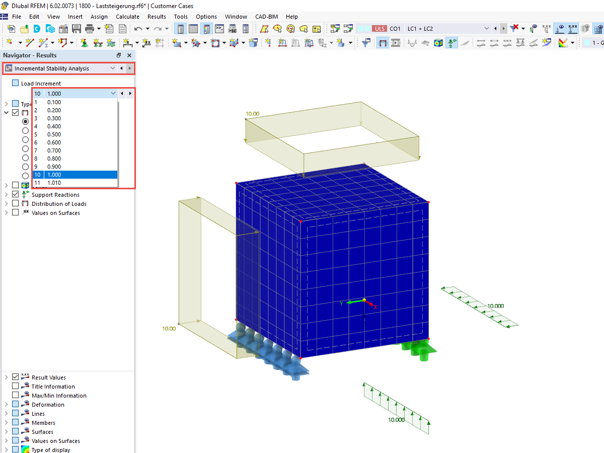 FAQ 005397 | Posso aumentare gradualmente il carico in RFEM 6 o RSTAB 9?