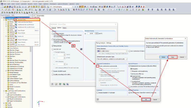 FAQ 005405 | Progettano tubazioni utilizzando il modulo aggiuntivo RF-PIPING Design. Ho creato un nuovo caso di carico di precompressione e caricato le tubazioni con spostamento longitudinale.Lz