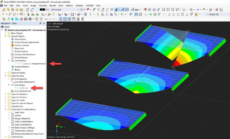 FAQ 005415 | Come posso collegare le superfici ad altre superfici o aste in modo incernierato/semirigido? Cosa sono i vincoli interni delle linee e gli svincoli lineari?